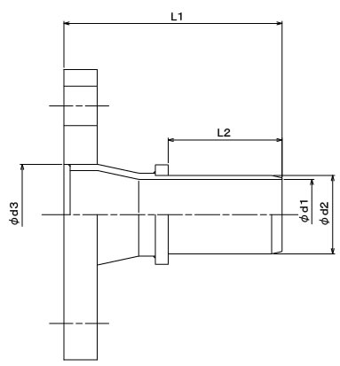 Nipple with JIS 10KF(SS・SUS) Structural drawing