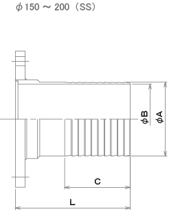 Shank type nipple with flange for duct hose(SS・SUS) Structural drawing2