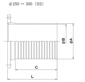 Shank type nipple with flange for duct hose(SS・SUS) Structural drawing3