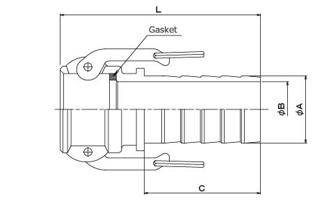 Kamlok 633-CT（Alloy of aluminum・SUS） Structural drawing